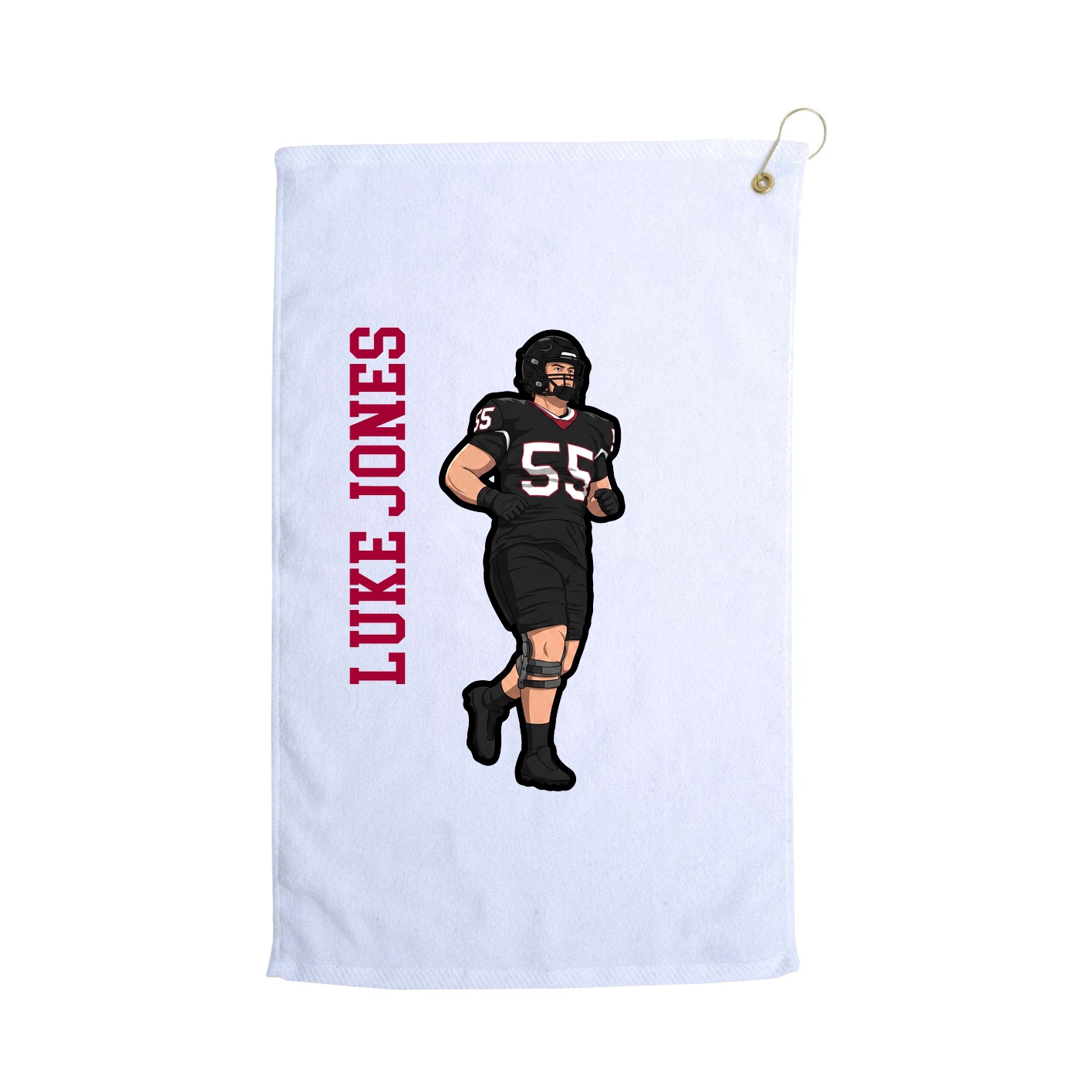 Golf Towel — Name Vertical in White