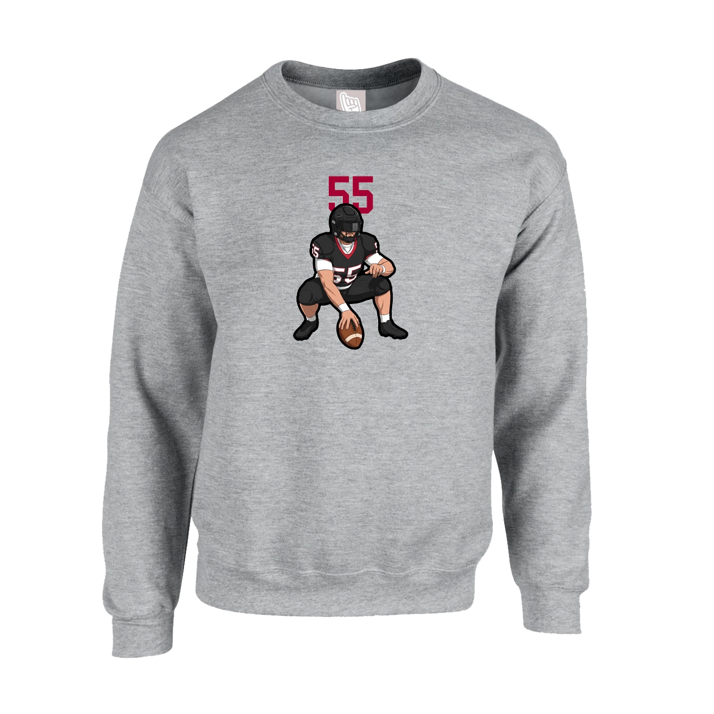 Fleece Crew — Number Top in Grey