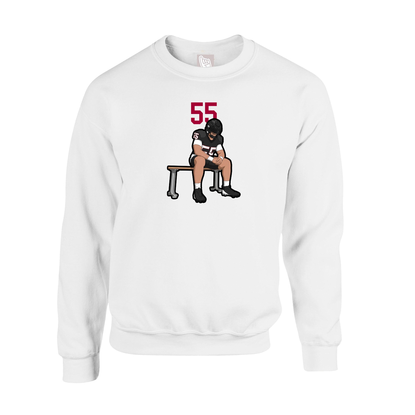 Fleece Crew — Number Top in White