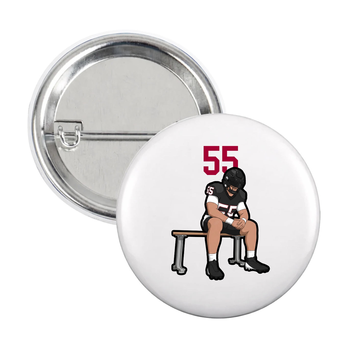 Game Day Button — Number Top in White