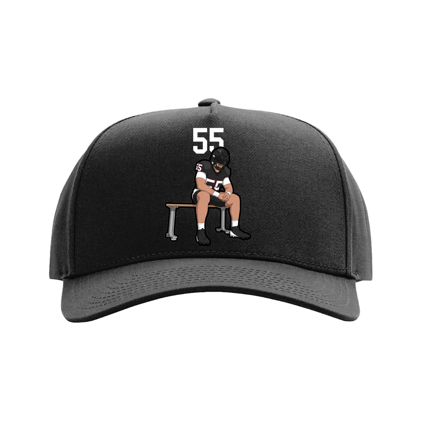 Full Fabric Five-Panel Champ Cap — Number Top in Black