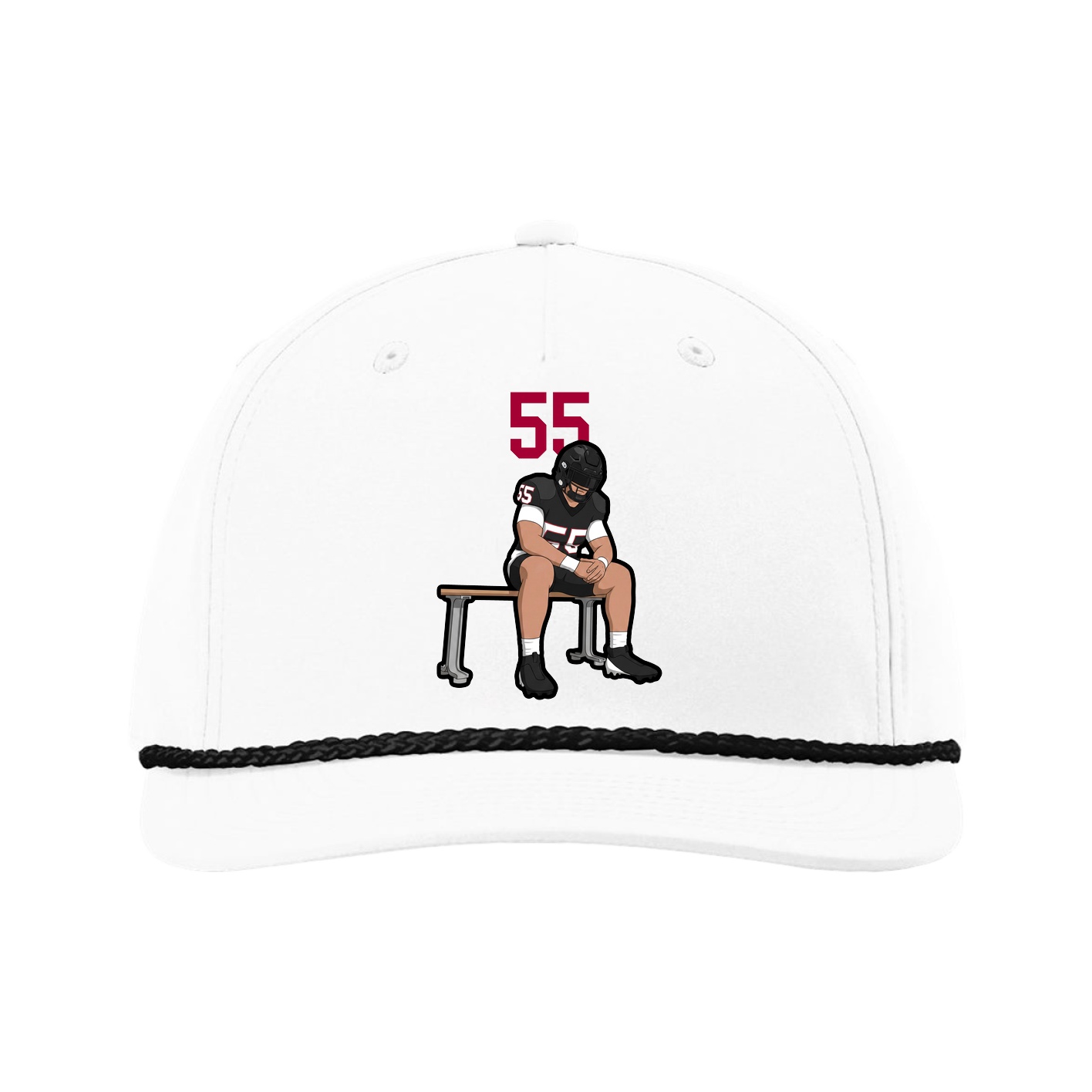 Five-Panel Classic Rope Cap — Number Top in White