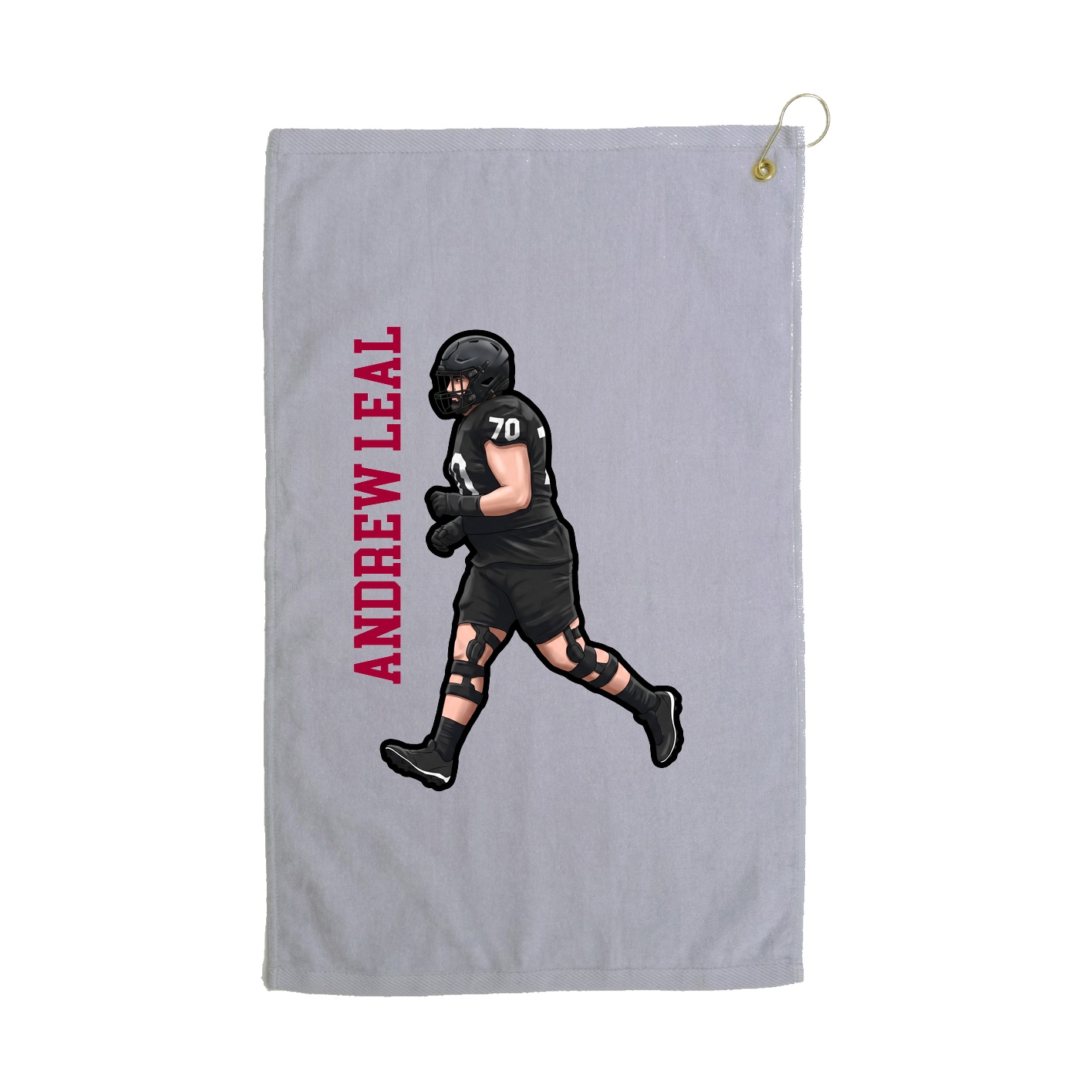 Golf Towel — Name Vertical in Grey