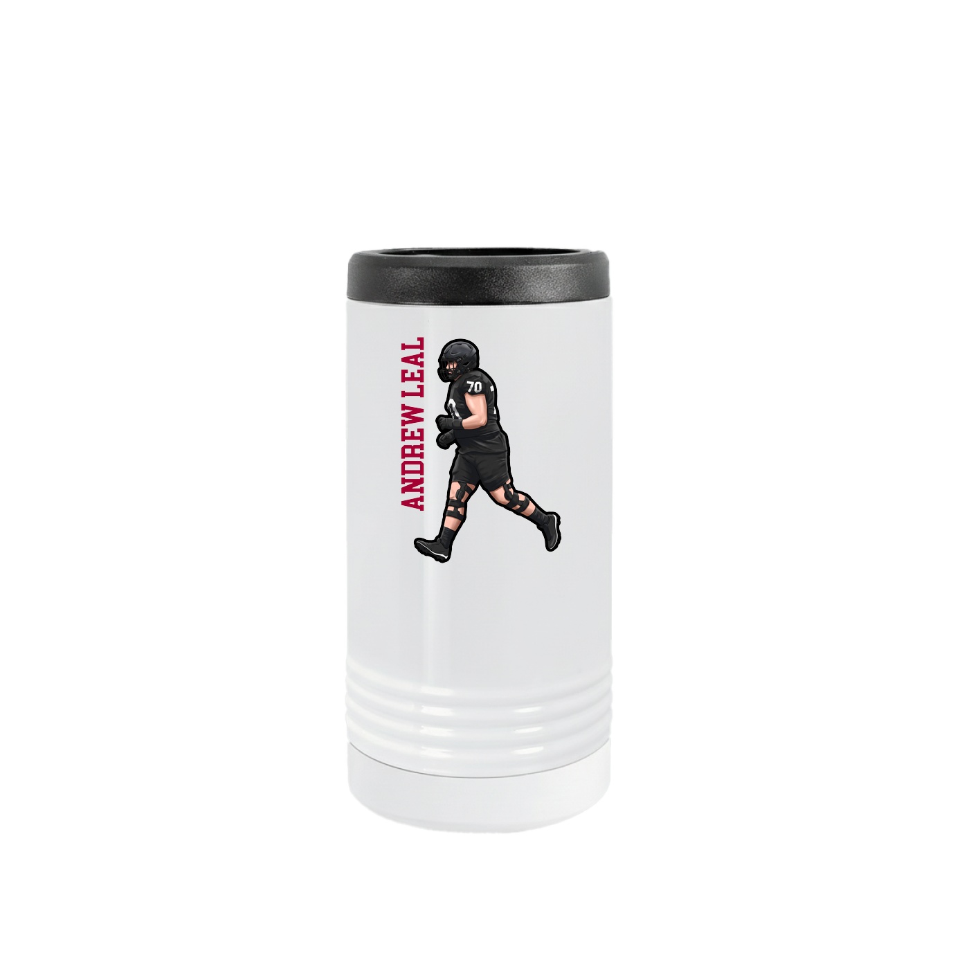 Slim Beverage Holder — Name Vertical in White
