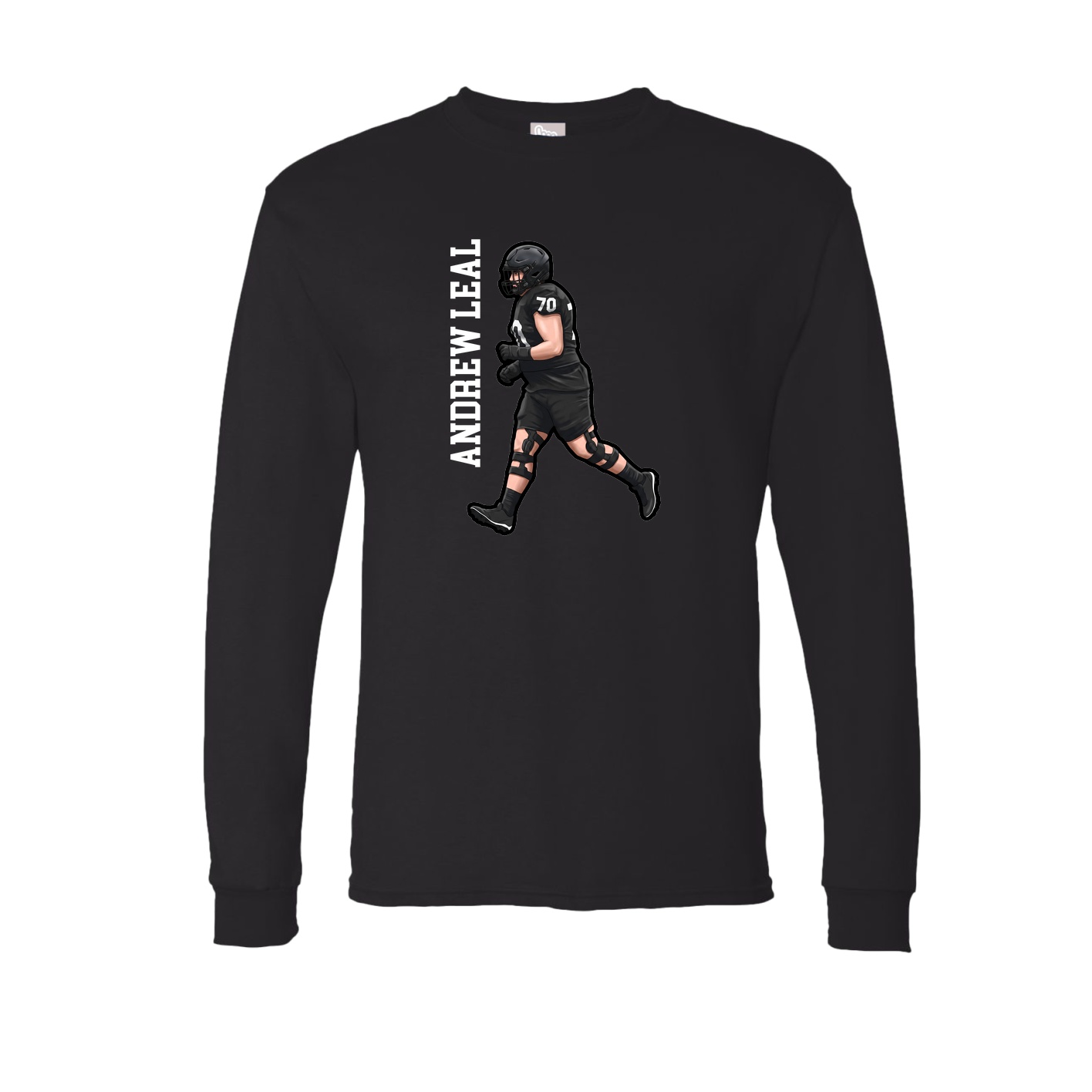 Long Sleeve Tee — Name Vertical in Black