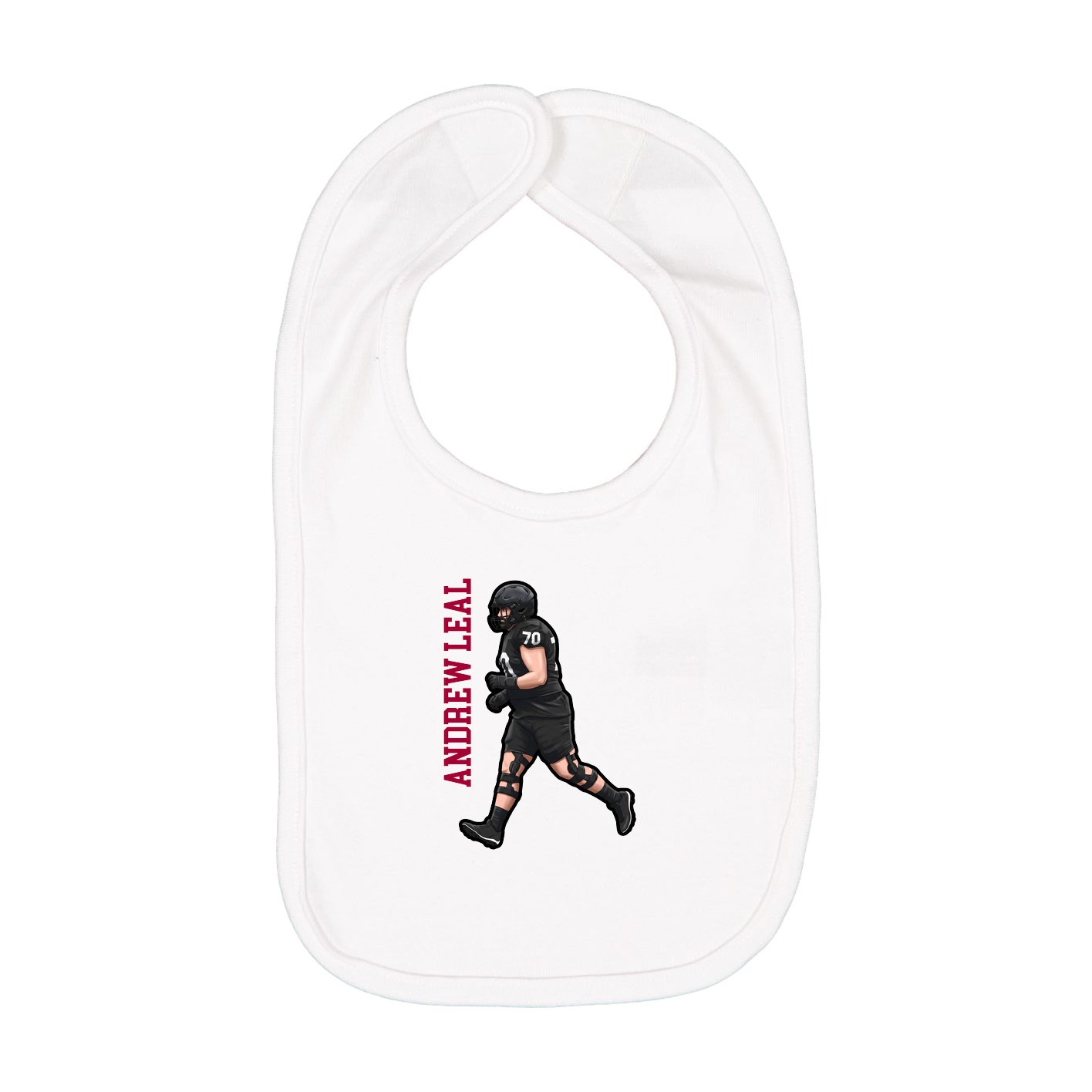 Infant Bib — Name Vertical in White
