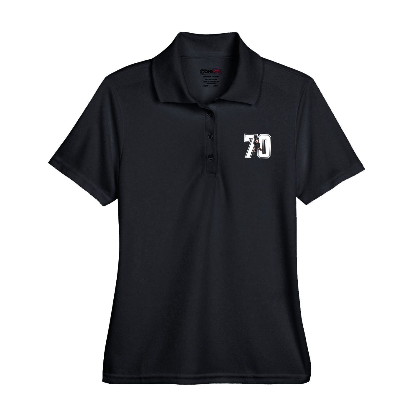 Womens Performance Polo — Number in Black