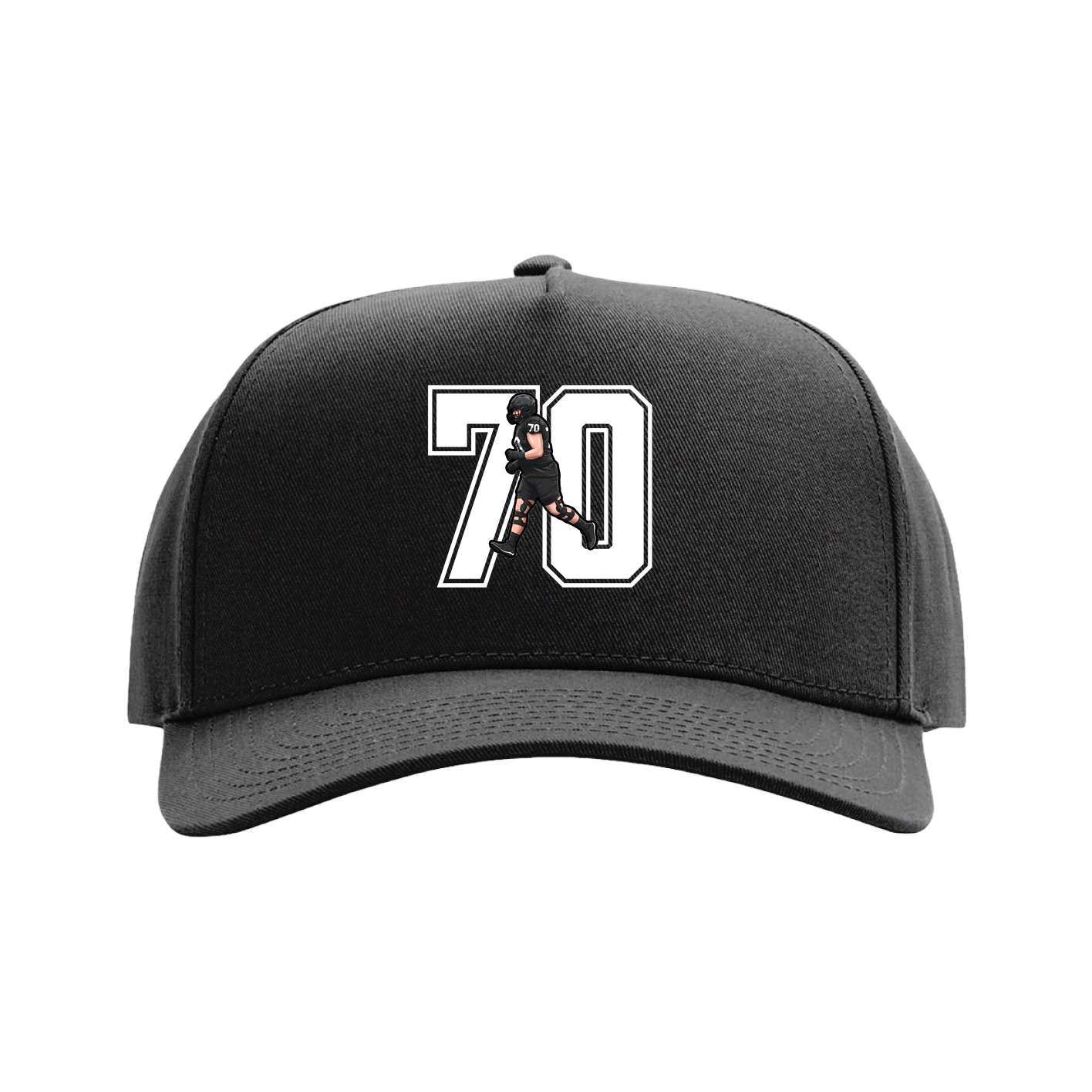 Full Fabric Five-Panel Champ Cap — Number in Black