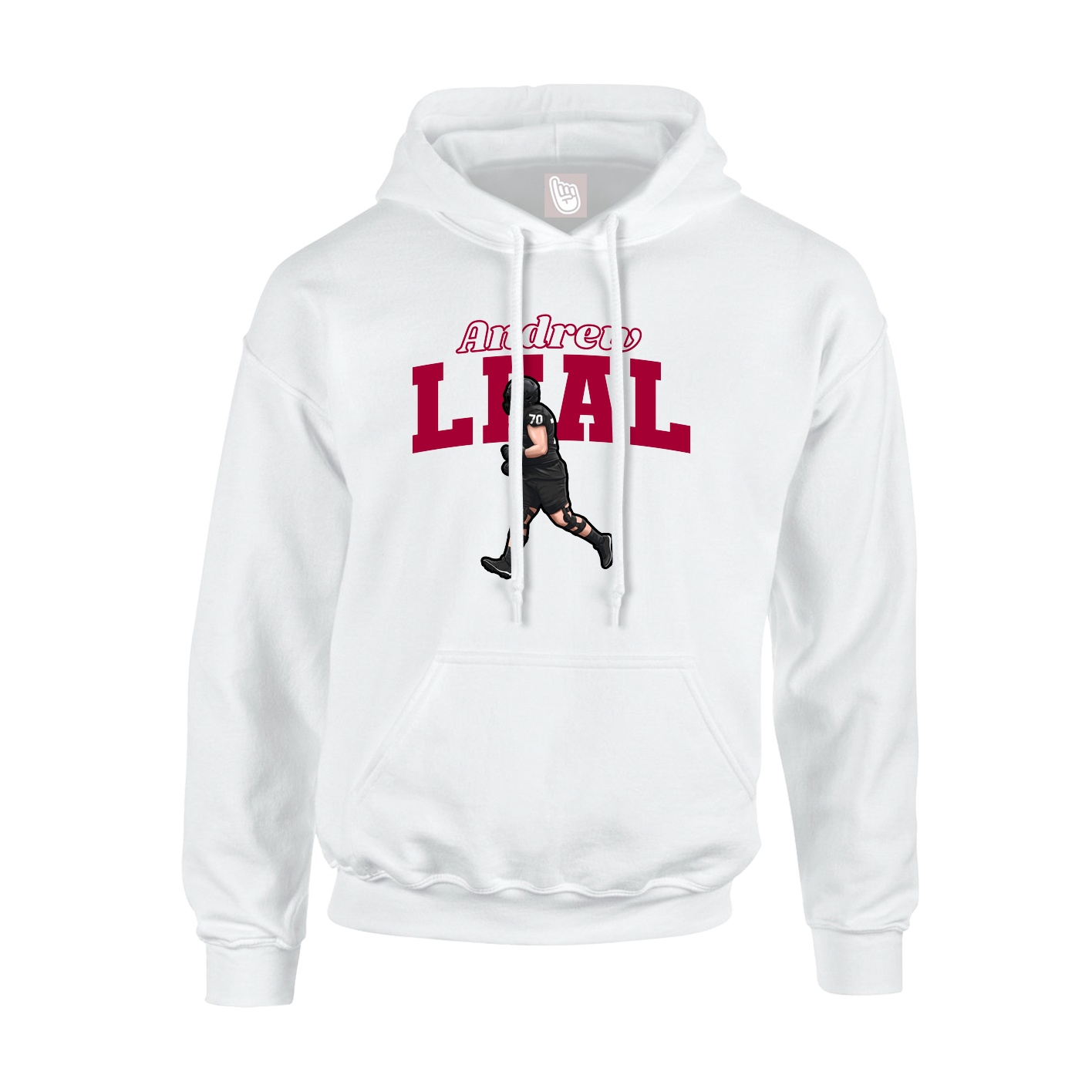 Youth Hoodie — Name Arch in White