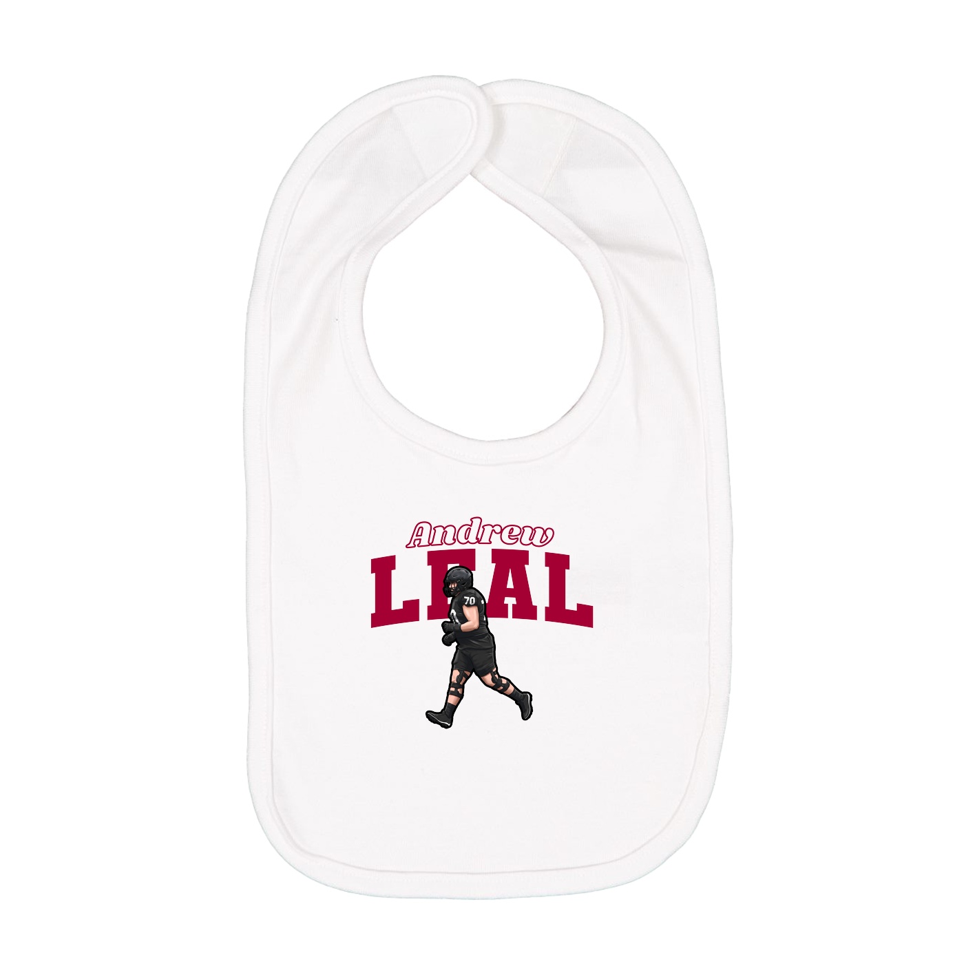 Infant Bib — Name Arch in White