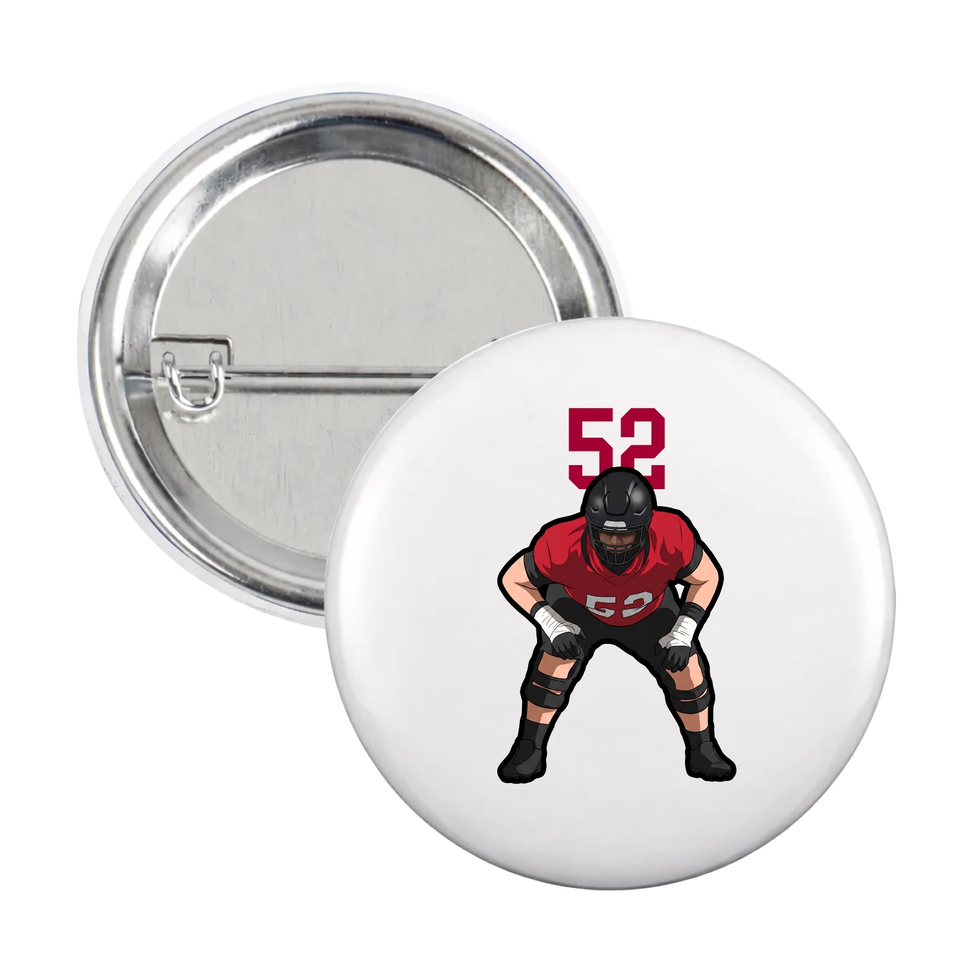 Game Day Button — Number Top in White