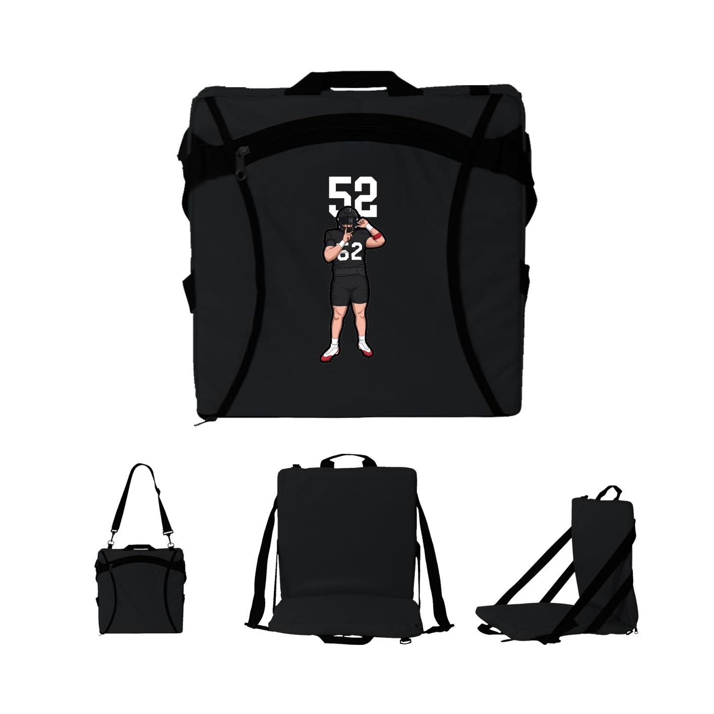 Folding Stadium Seat — Number Top in Black