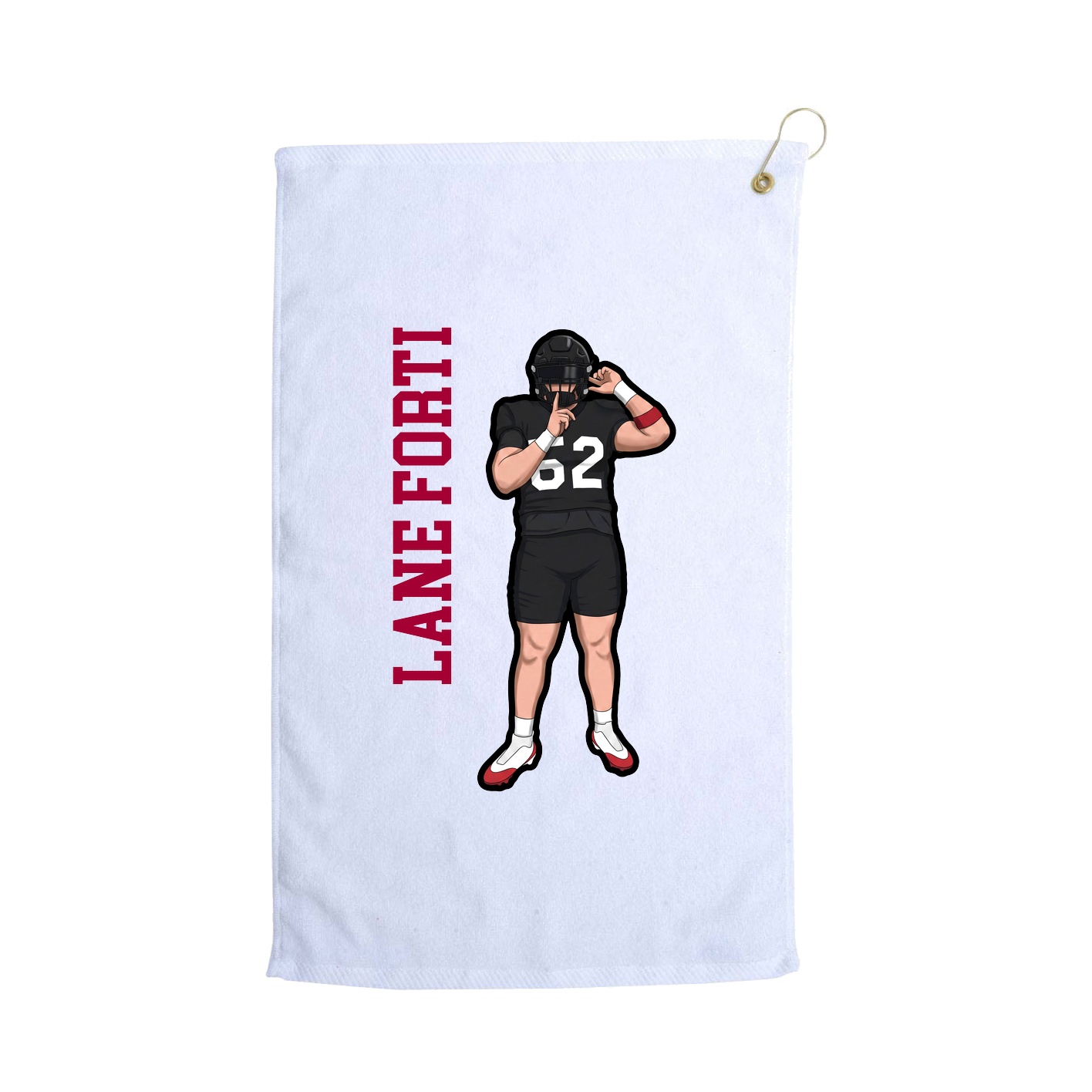 Golf Towel — Name Vertical in White