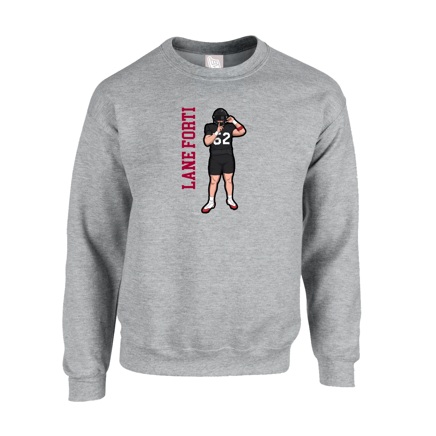Fleece Crew — Name Vertical in Grey