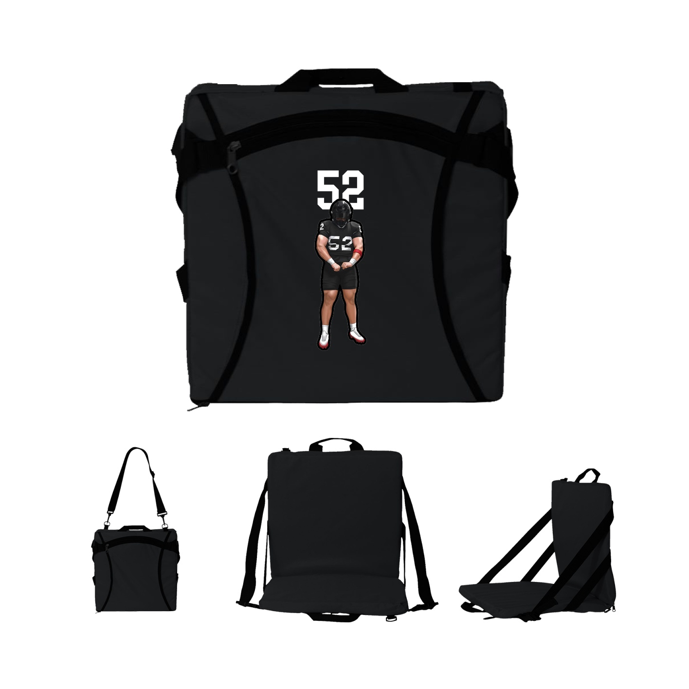 Folding Stadium Seat — Number Top in Black