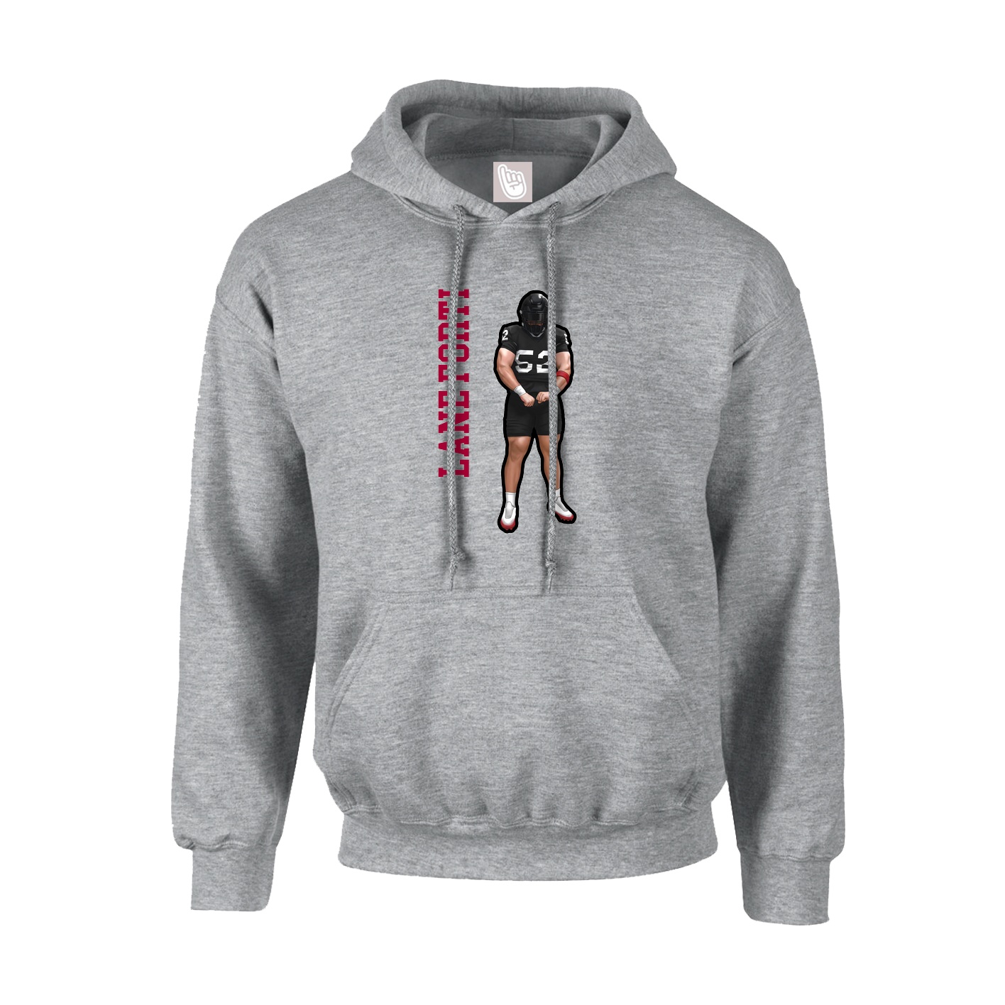 Youth Hoodie — Name Vertical in Grey
