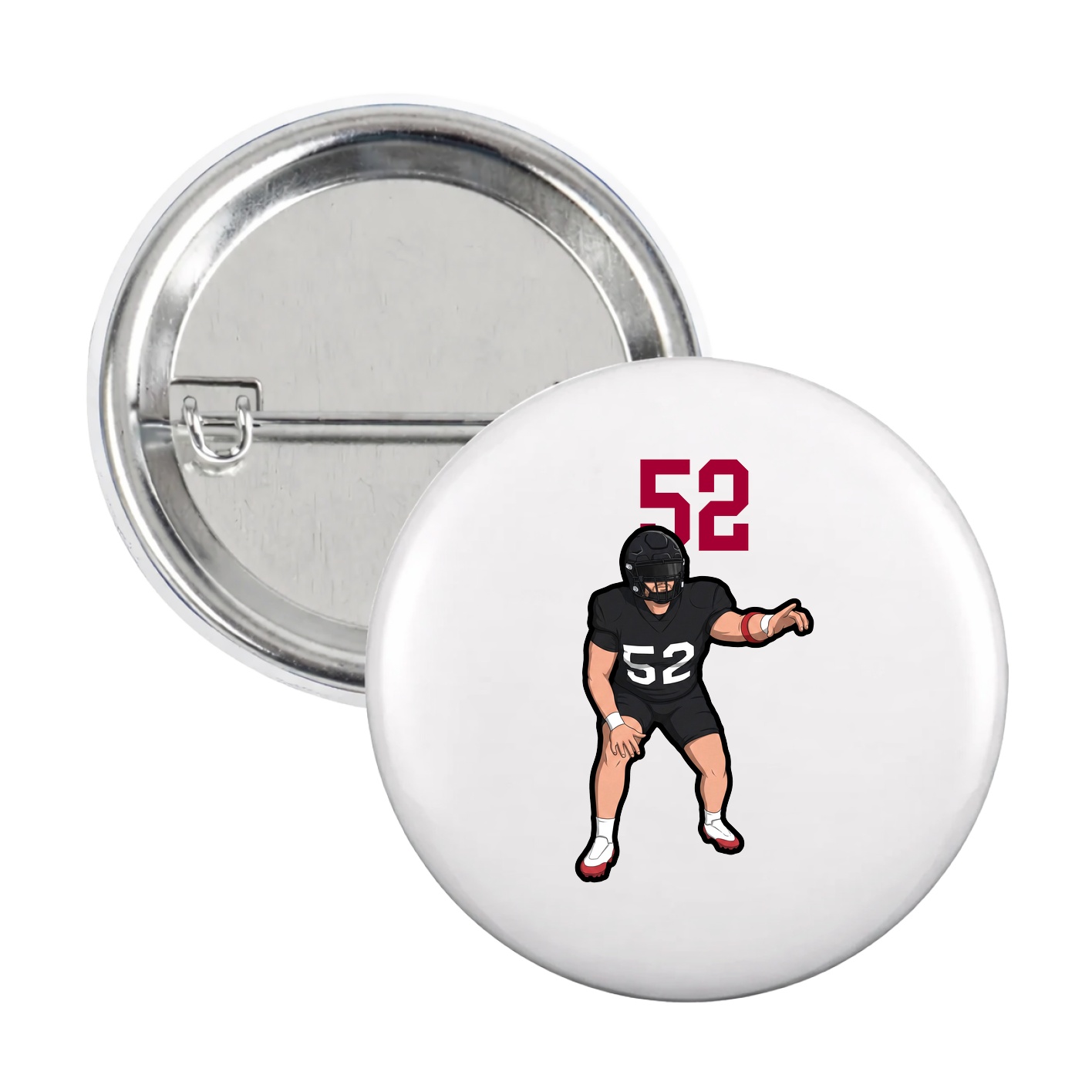 Game Day Button — Number Top in White