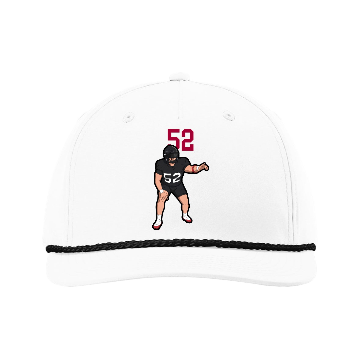 Five-Panel Classic Rope Cap — Number Top in White