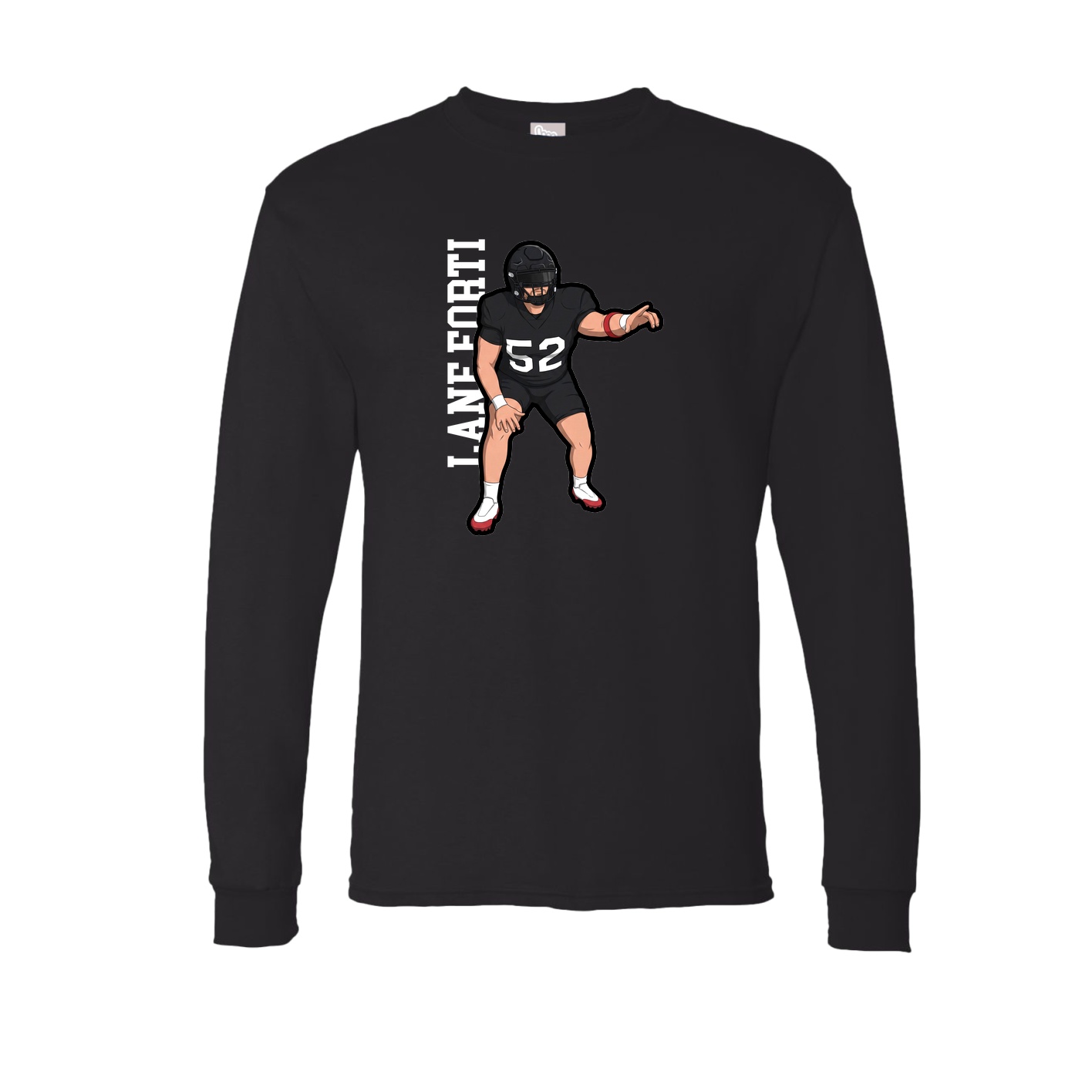 Long Sleeve Tee — Name Vertical in Black