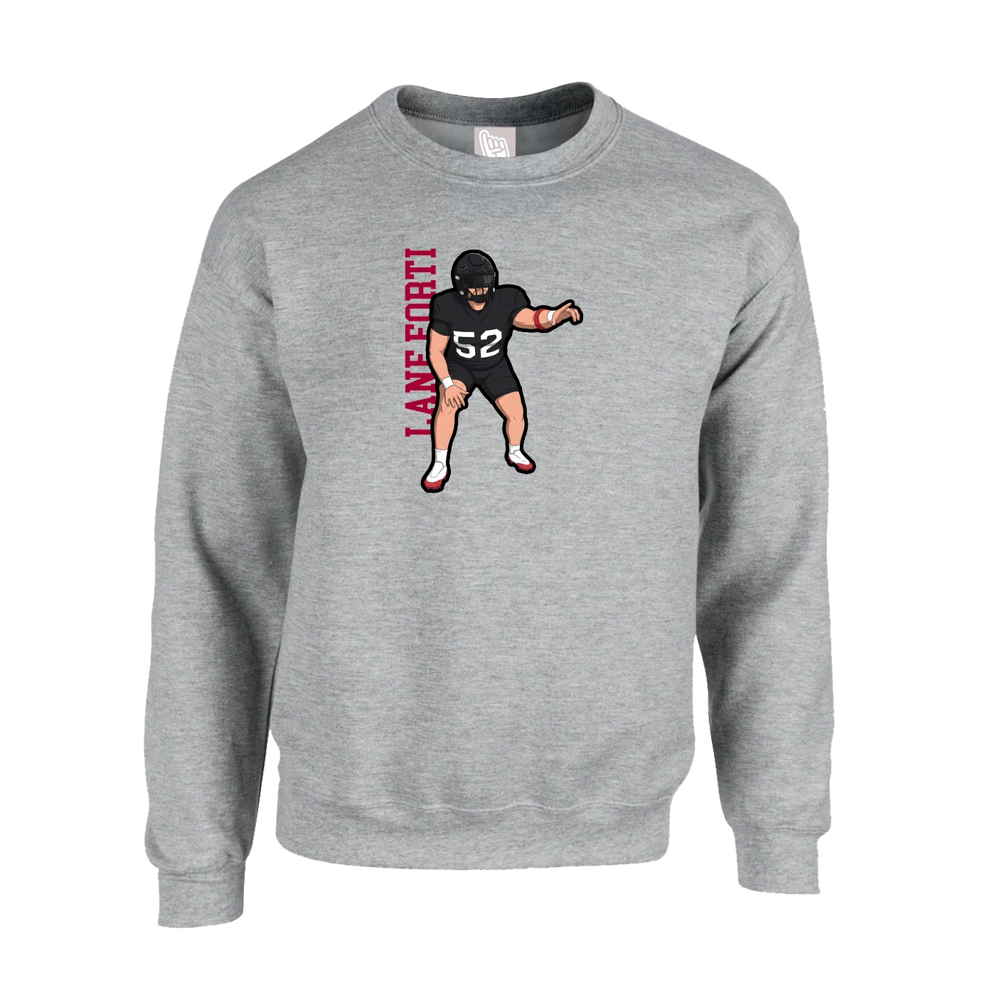 Fleece Crew — Name Vertical in Grey