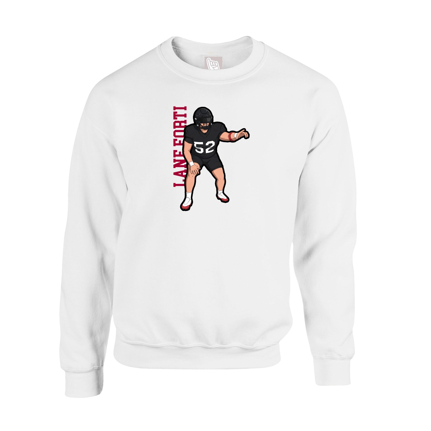 Fleece Crew — Name Vertical in White