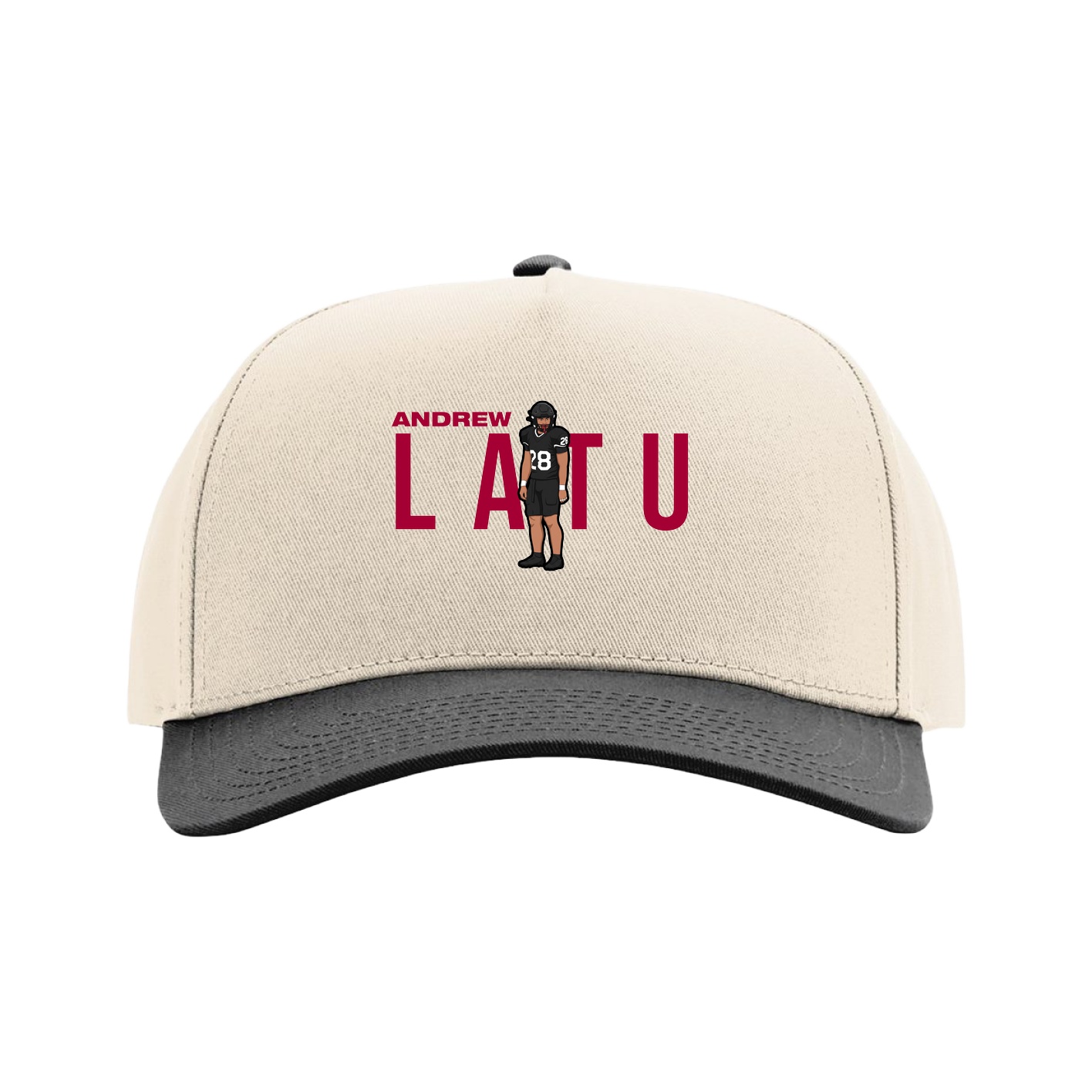 Full Fabric Five-Panel Champ Cap — Player Name in Cream/Black