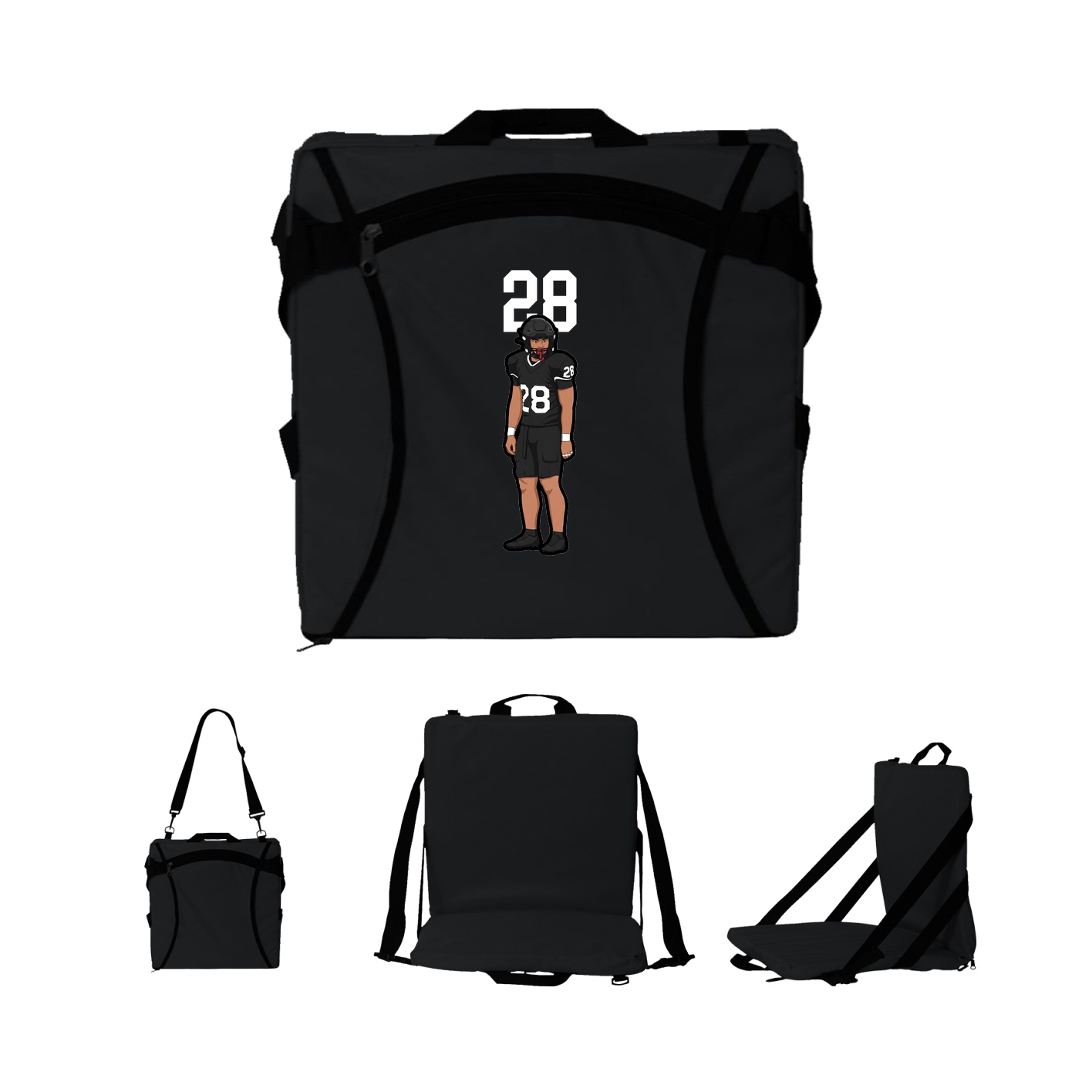 Folding Stadium Seat — Number Top in Black