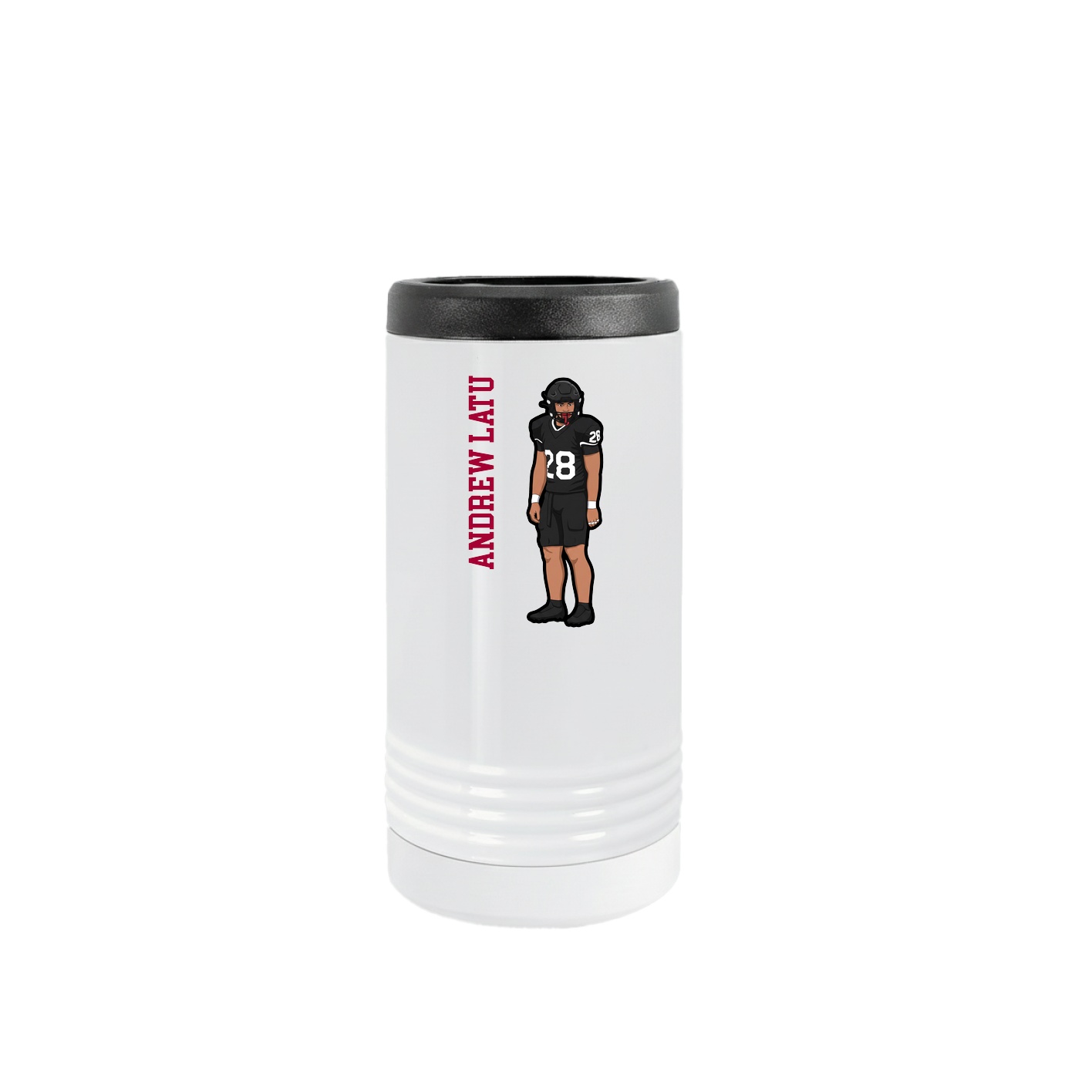 Slim Beverage Holder — Name Vertical in White