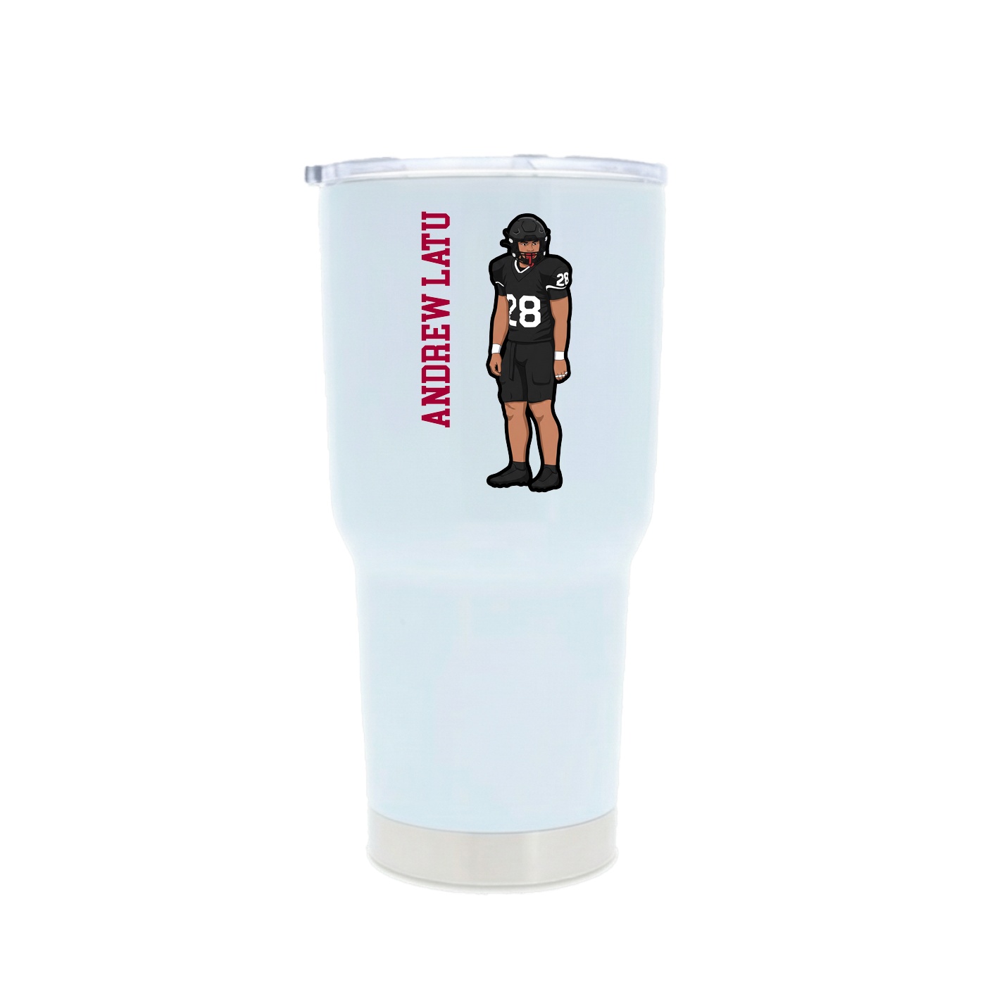 30oz Stainless Steel Tumbler — Name Vertical in White