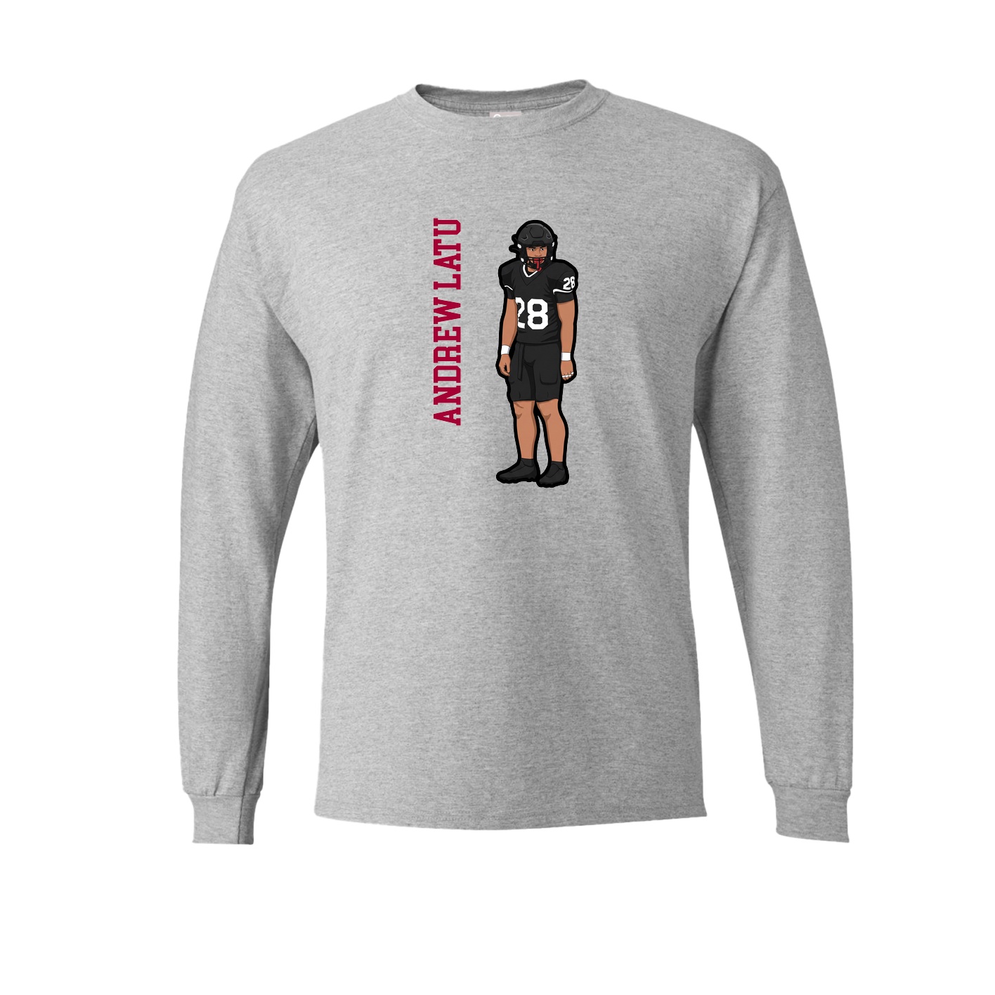 Long Sleeve Tee — Name Vertical in Grey