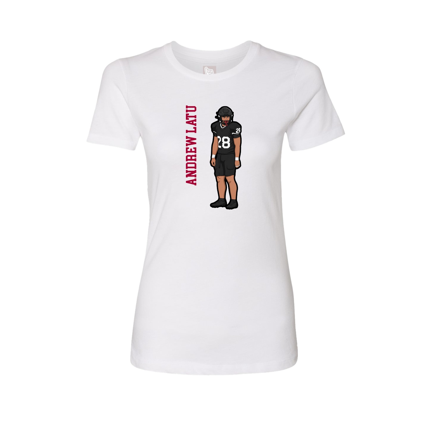 Womens Tee — Name Vertical in White