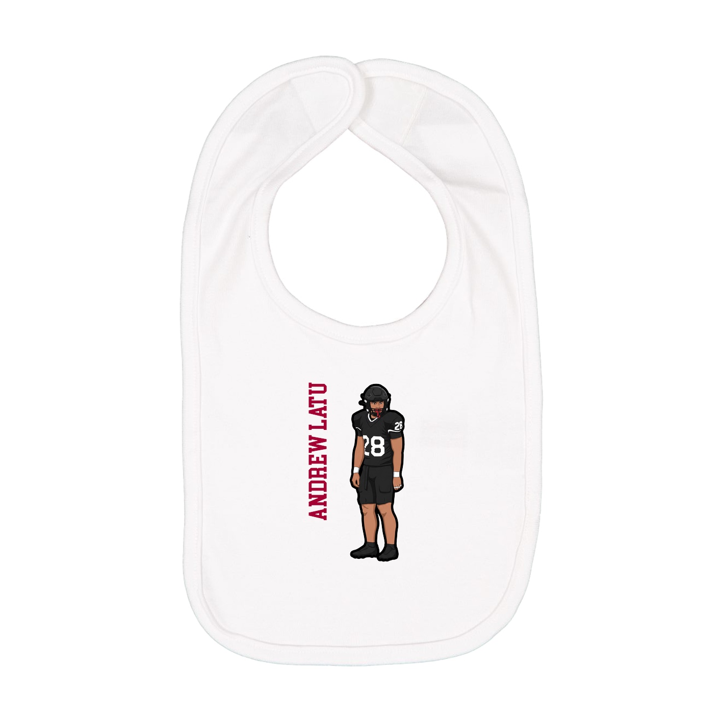 Infant Bib — Name Vertical in White