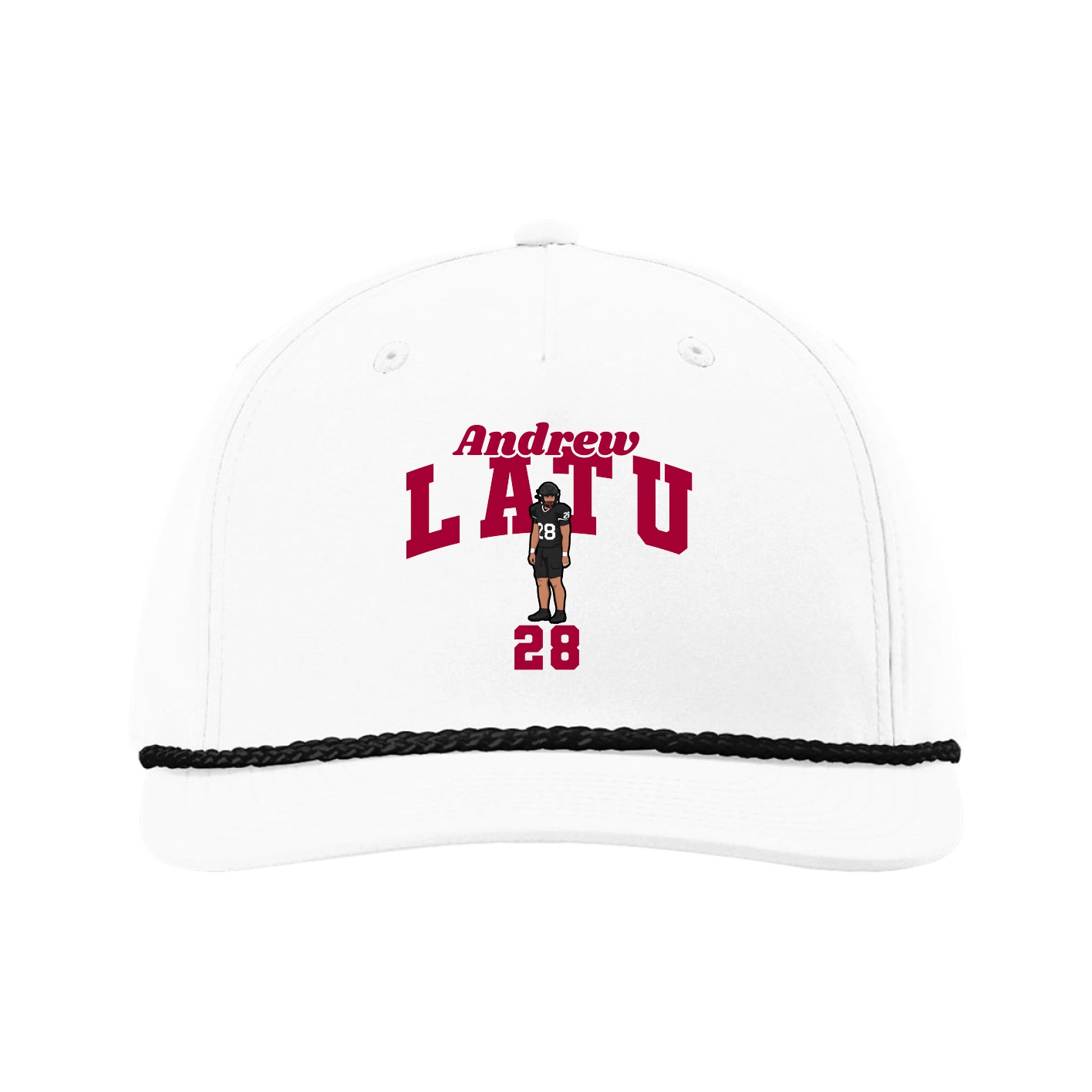 Five-Panel Classic Rope Cap — Signature Arch in White
