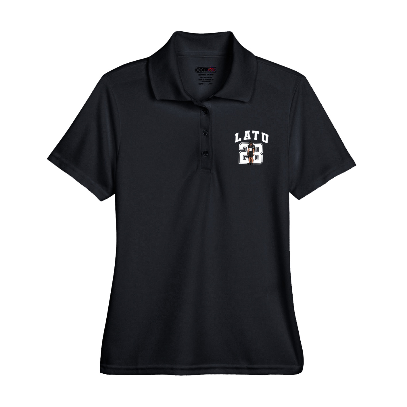 Womens Performance Polo — Number in Black