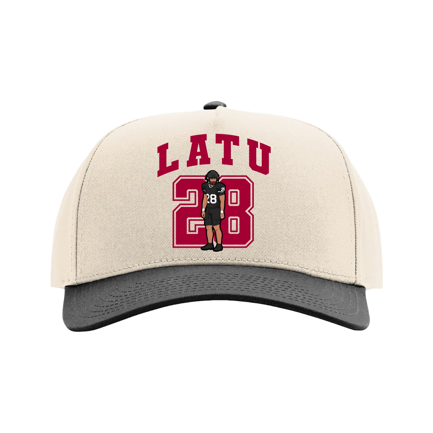 Full Fabric Five-Panel Champ Cap — Number in Cream/Black