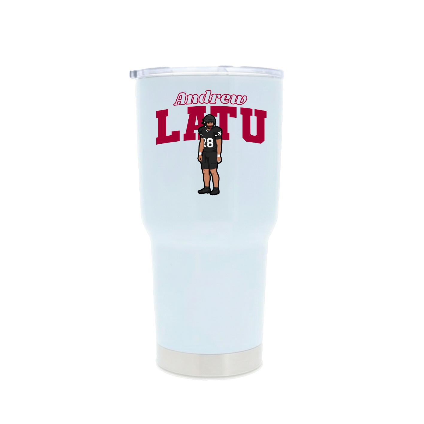 30oz Stainless Steel Tumbler — Name Arch in White