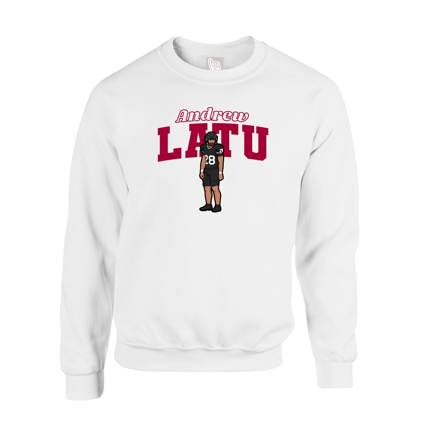 Fleece Crew — Name Arch in White