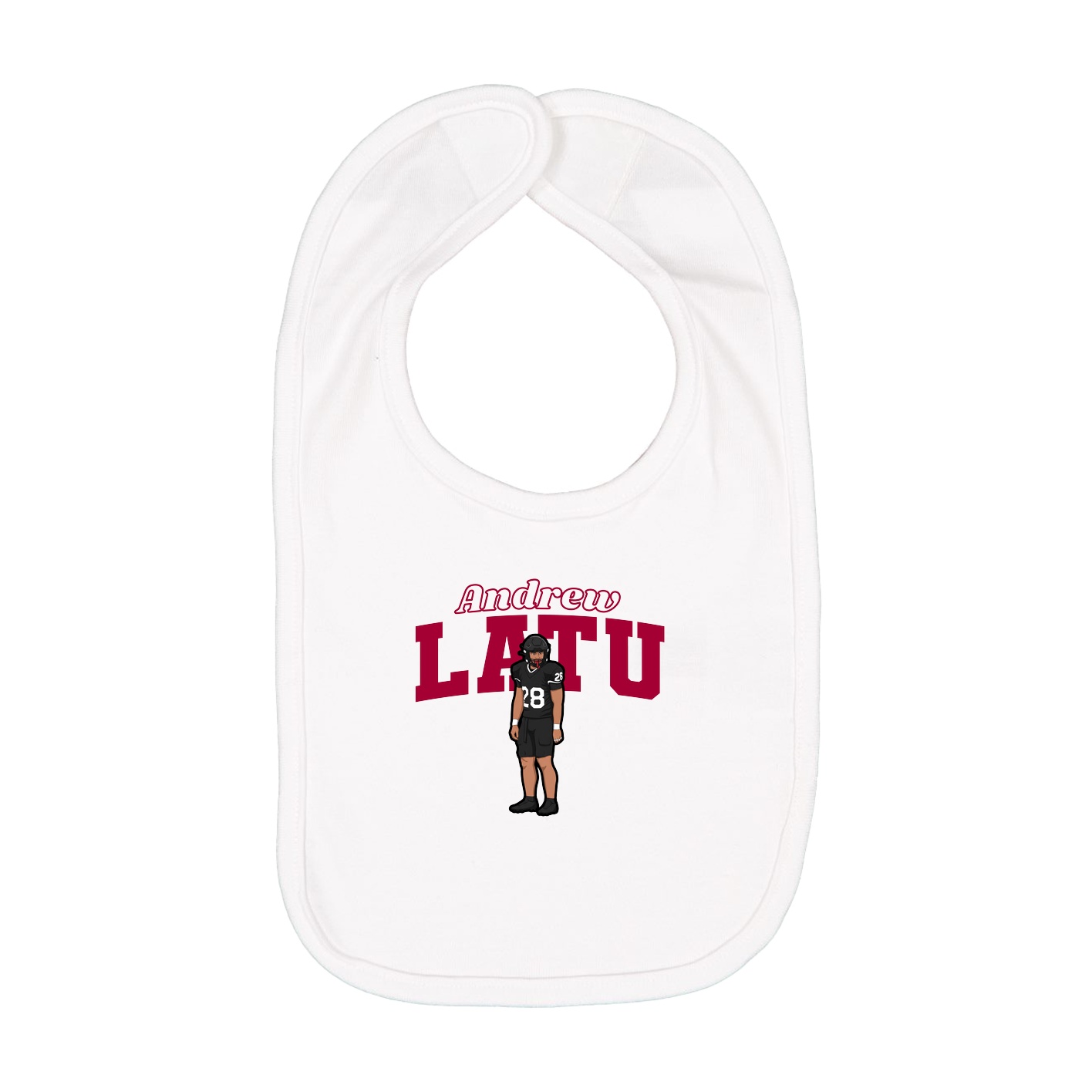 Infant Bib — Name Arch in White