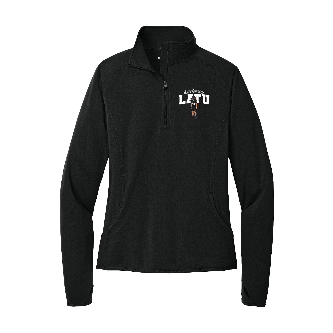 Women's Q-Zip Pullover — Name Arch in Black
