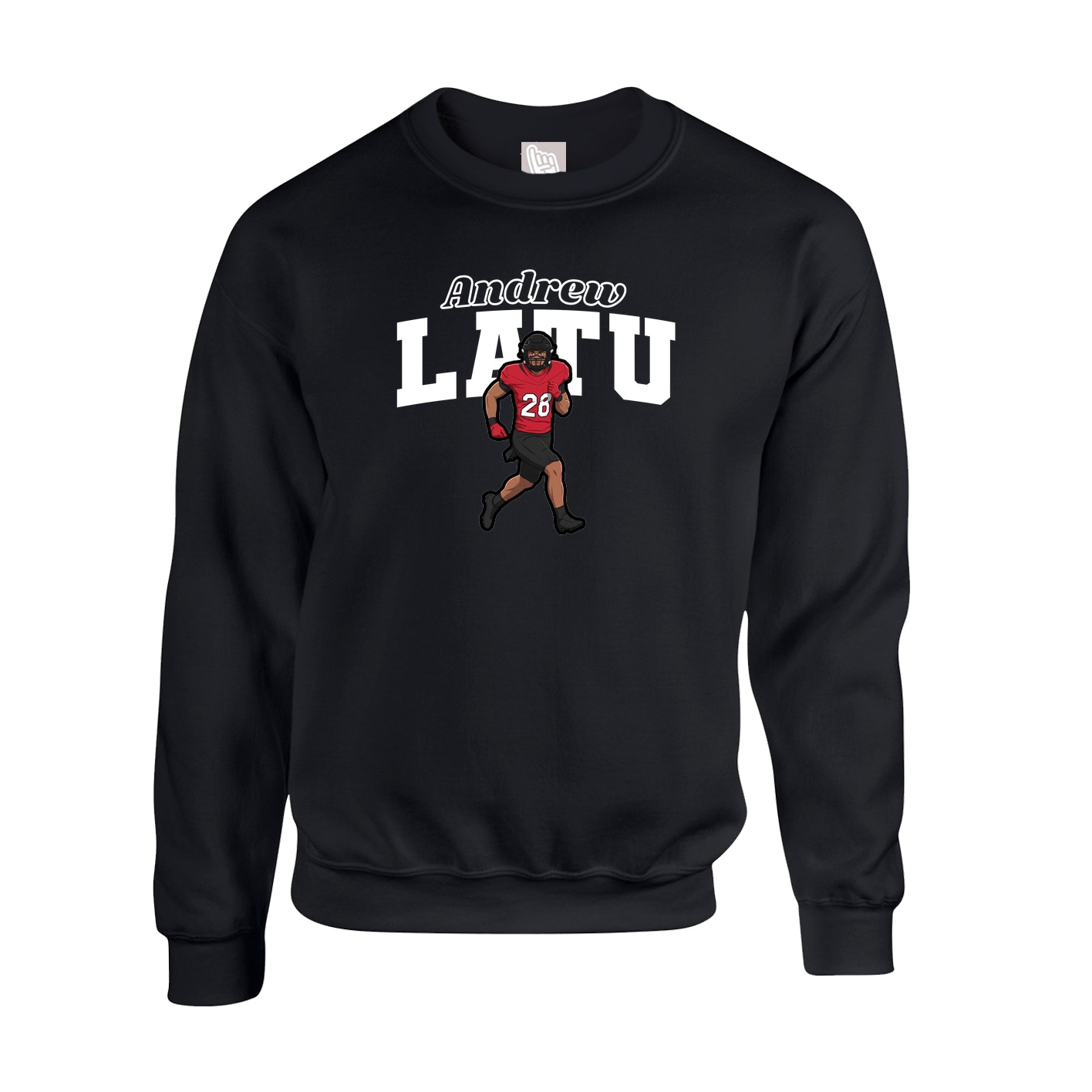 Fleece Crew — Name Arch in Black