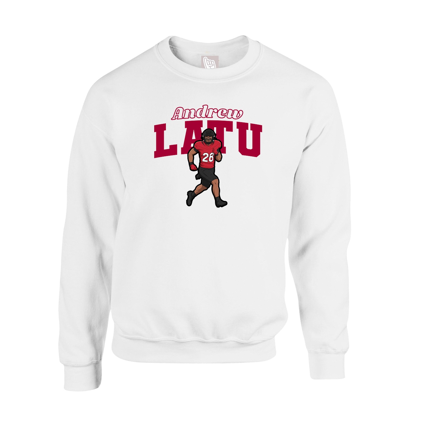 Fleece Crew — Name Arch in White