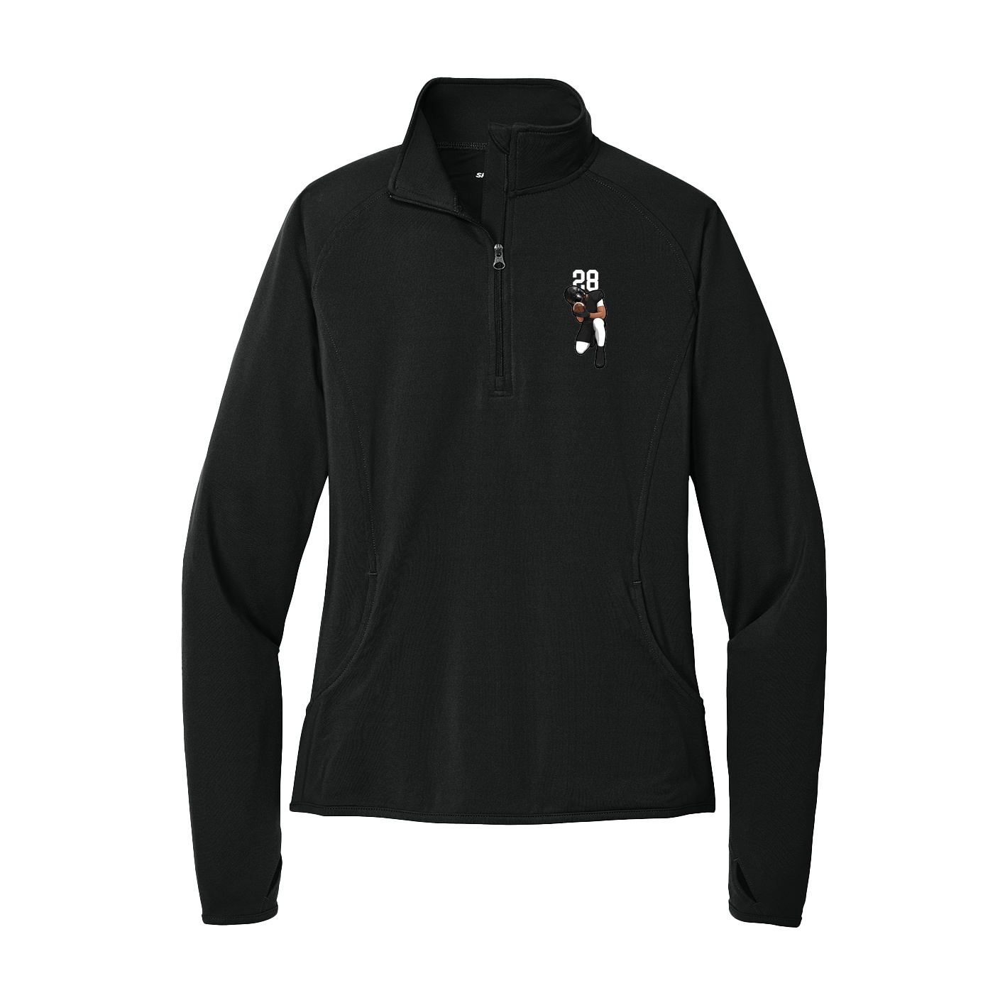 Women's Q-Zip Pullover — Number Top in Black
