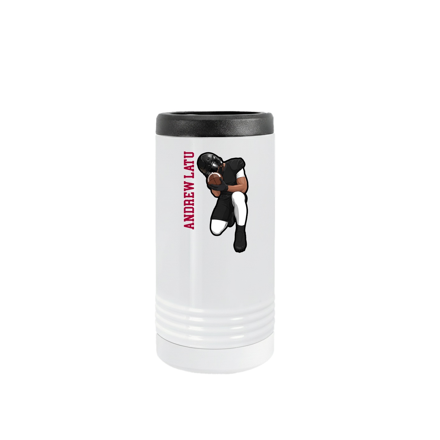 Slim Beverage Holder — Name Vertical in White