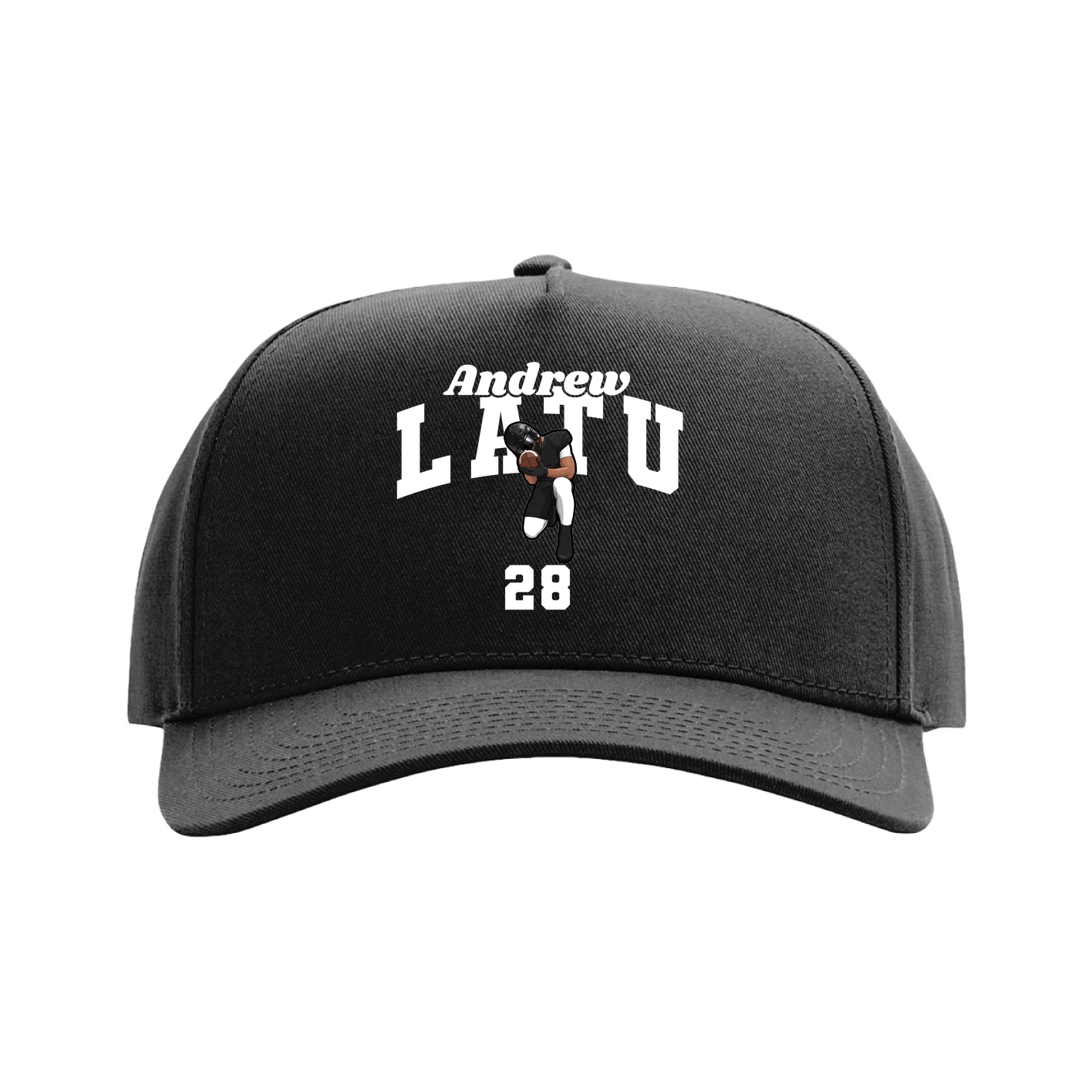 Full Fabric Five-Panel Champ Cap — Signature Arch in Black