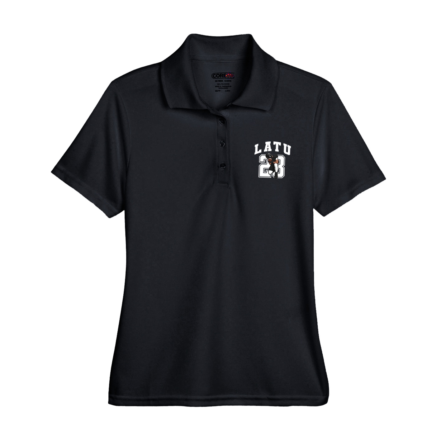 Womens Performance Polo — Number in Black