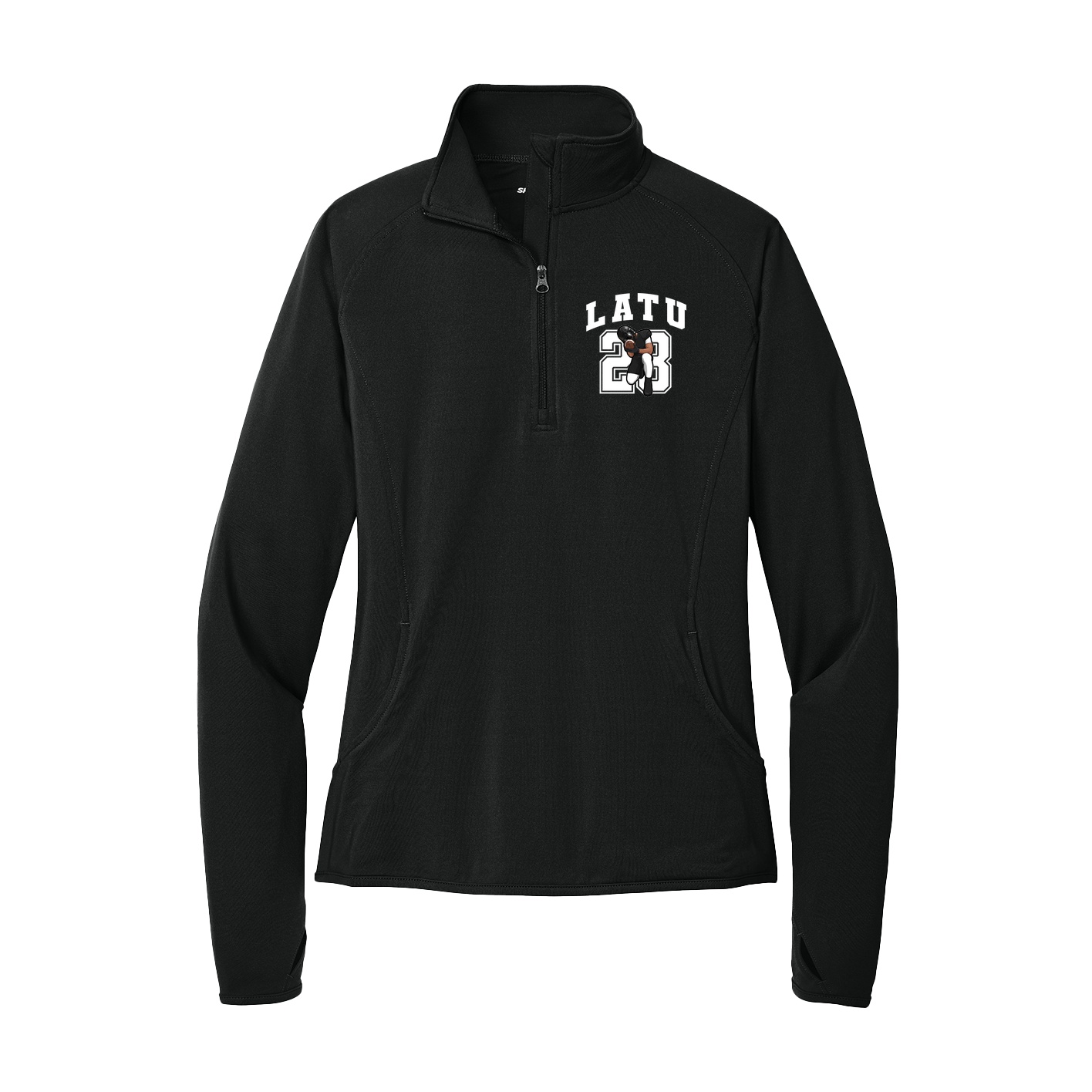 Women's Q-Zip Pullover — Number in Black