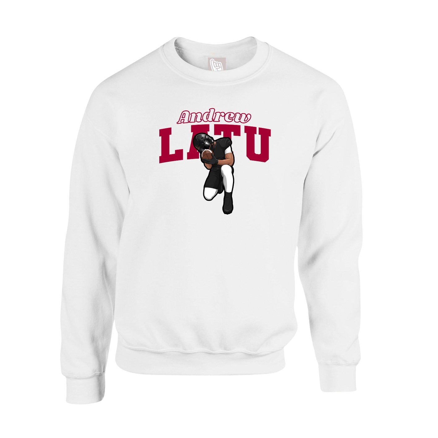 Fleece Crew — Name Arch in White