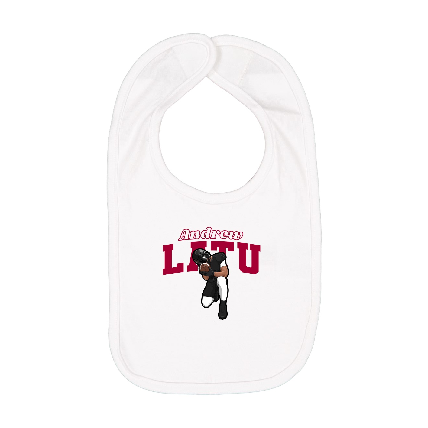 Infant Bib — Name Arch in White