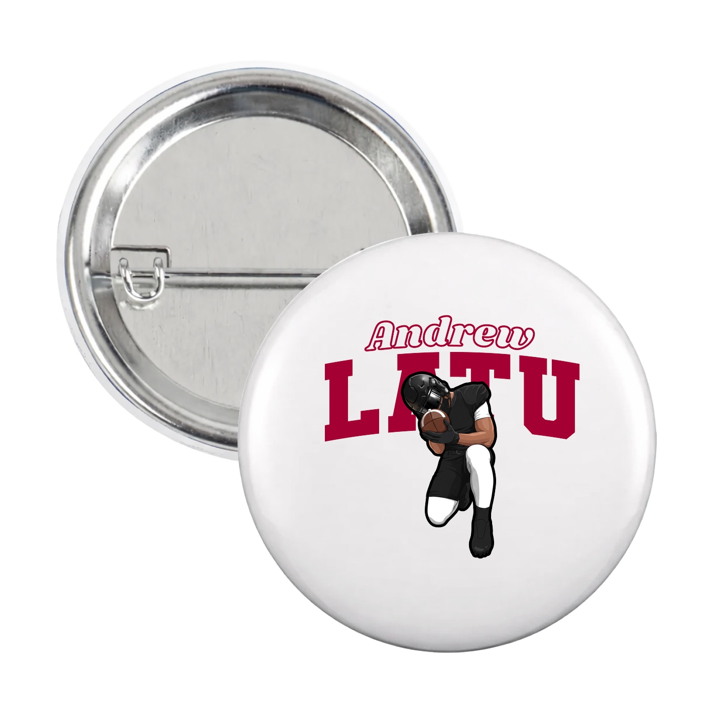 Game Day Button — Name Arch in White