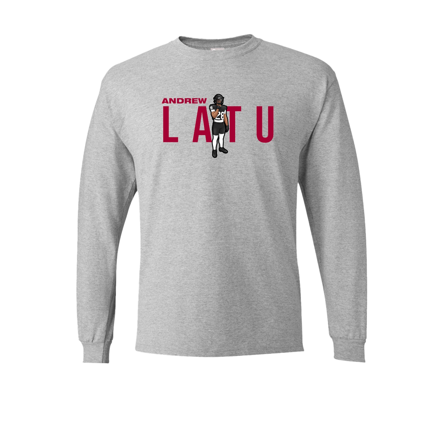 Long Sleeve Tee — Player Name in Grey